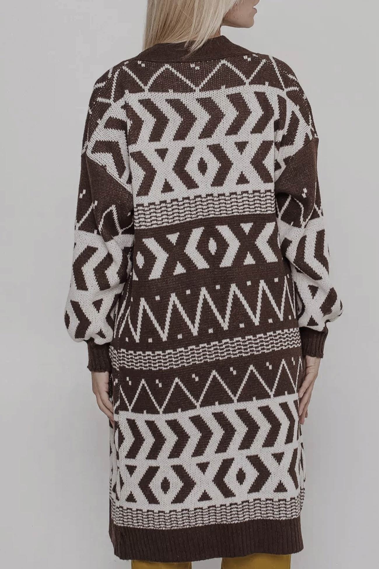 Daniela | Long vintage jacquard patchwork cardigan