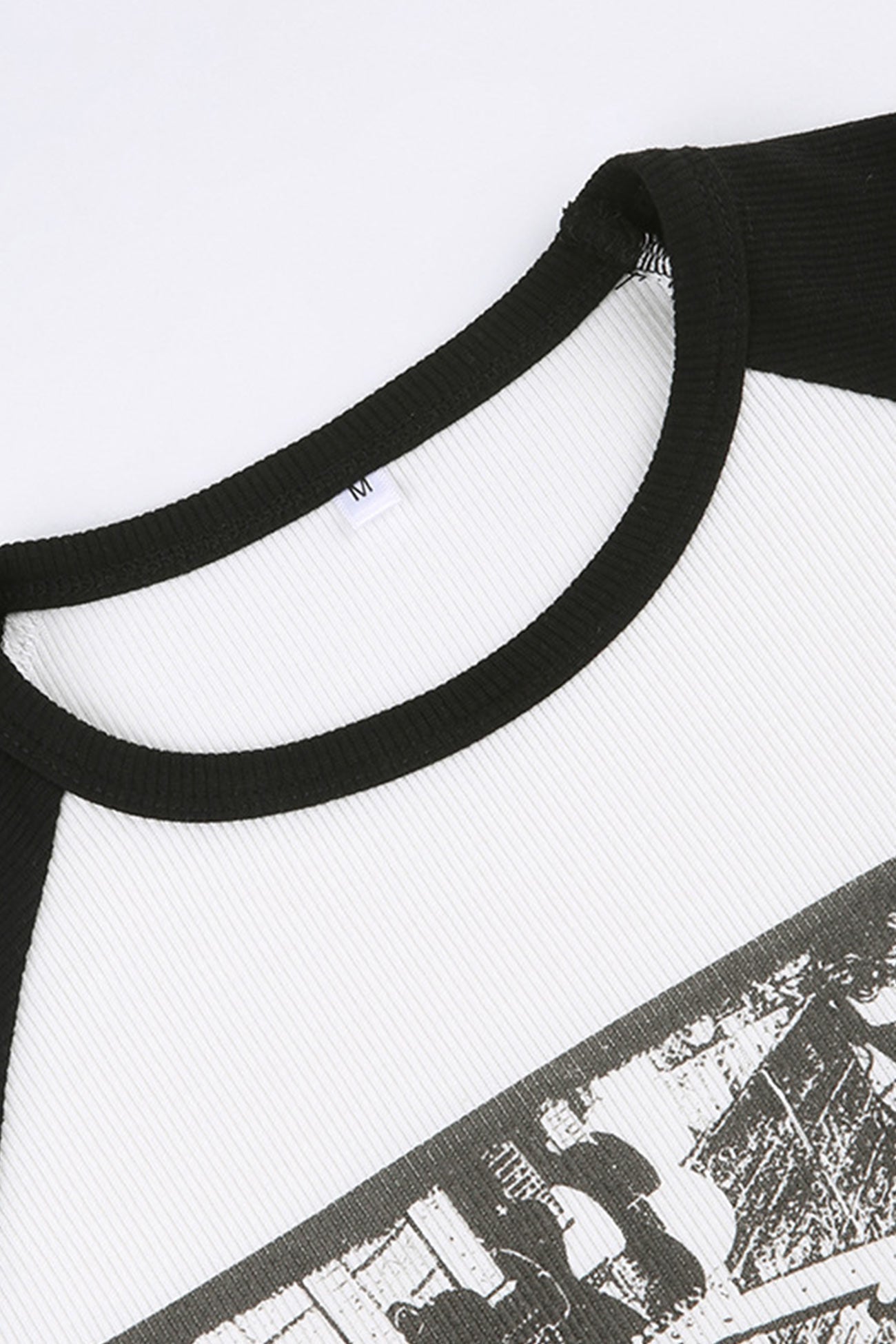 Greta | Vintage printed contrast long sleeve tops
