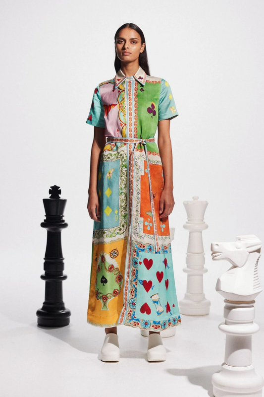 Antonella® | Short-Sleeved Maxi Dress With Poker Print