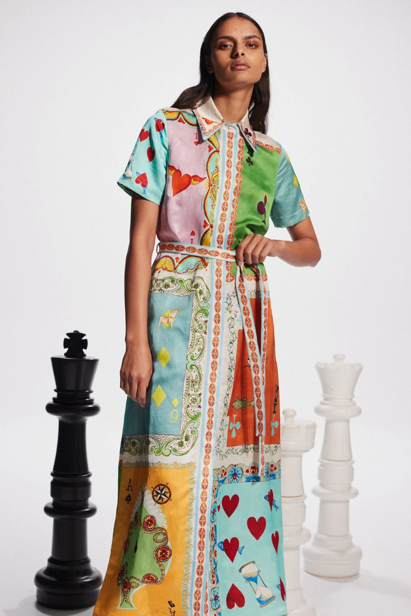 Antonella® | Short-Sleeved Maxi Dress With Poker Print