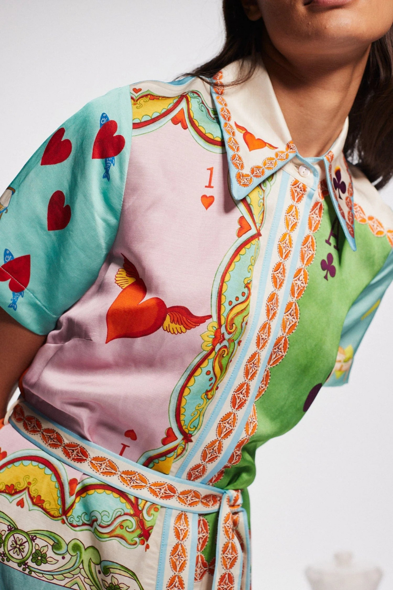 Antonella® | Short-Sleeved Maxi Dress With Poker Print
