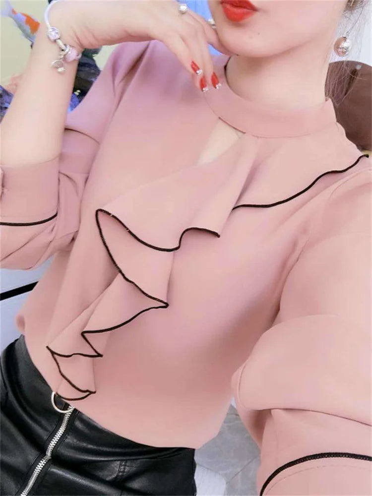 Lana® | Blouse With Ruffles And Standing Collar