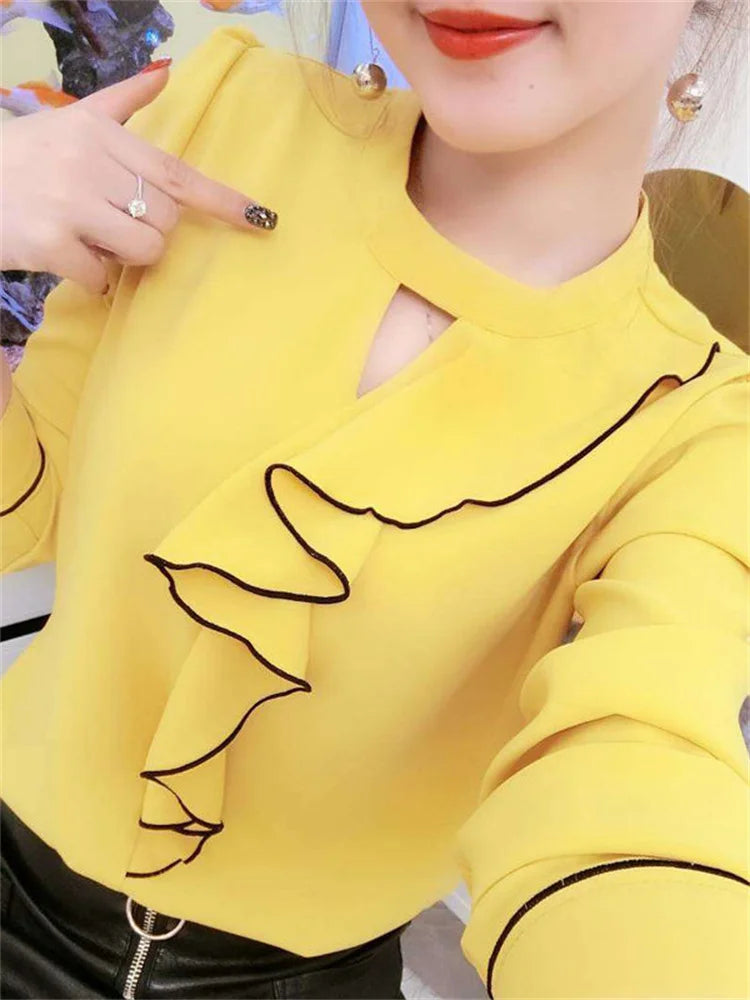 Lana® | Blouse With Ruffles And Standing Collar