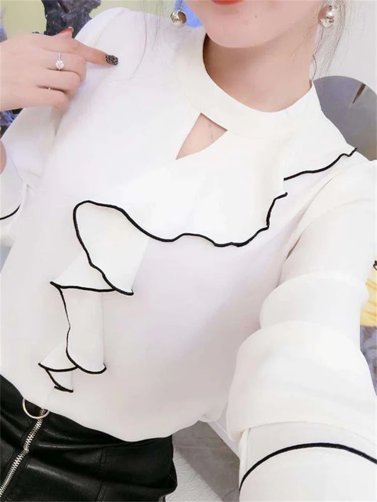 Lana® | Blouse With Ruffles And Standing Collar