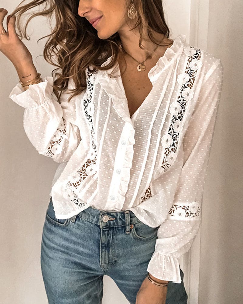 Norma® | Lace Blouse In A Solid Color