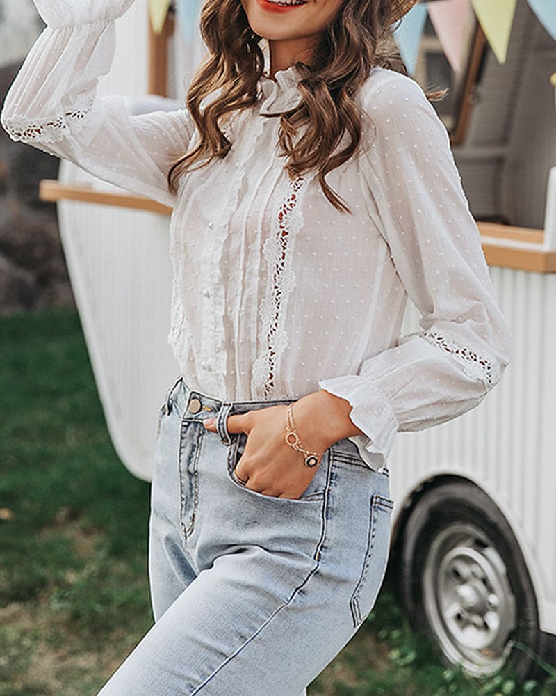 Norma® | Lace Blouse In A Solid Color