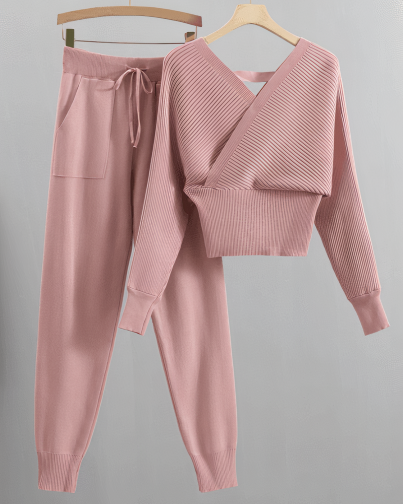 Felicia® | Sexy off-the-shoulder knit top and pants set