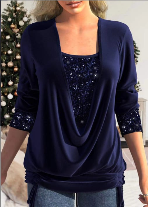Buce® | Women'S Blouse Long Sleeves And Sequins, Elegant And Comfortable Fit