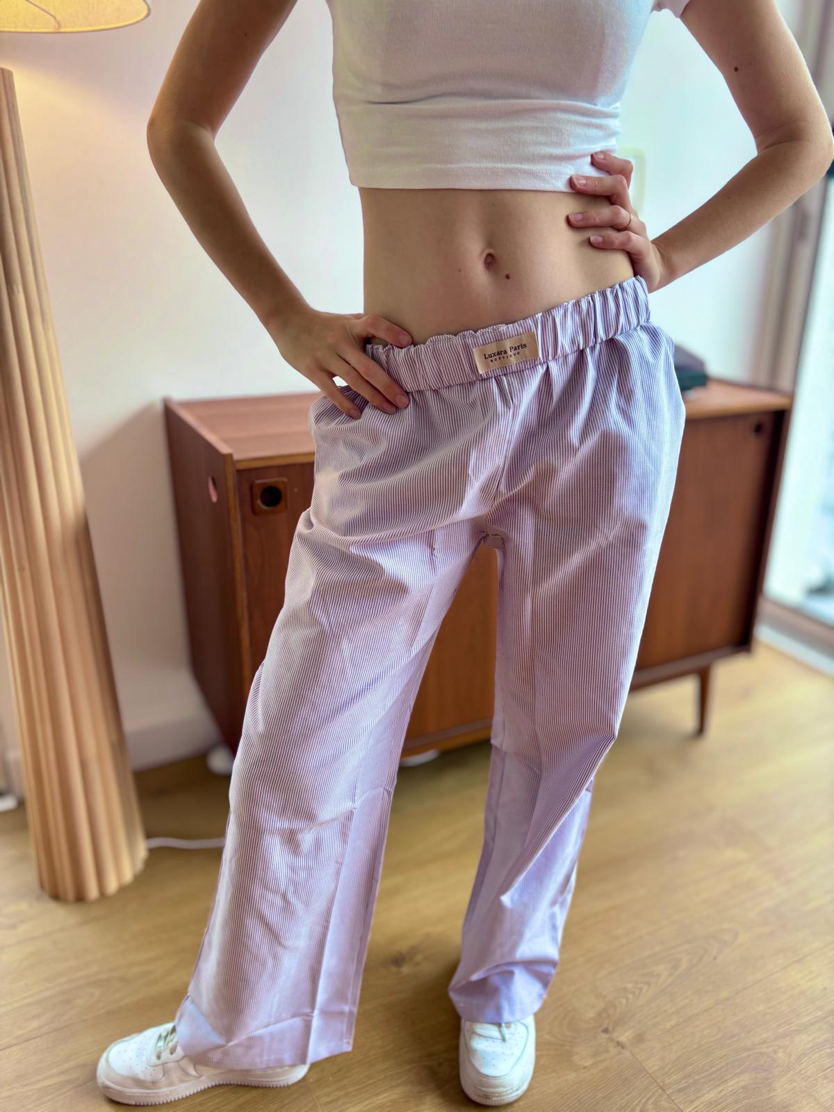 Georgina® | High Waist Cotton Pants In Lilac