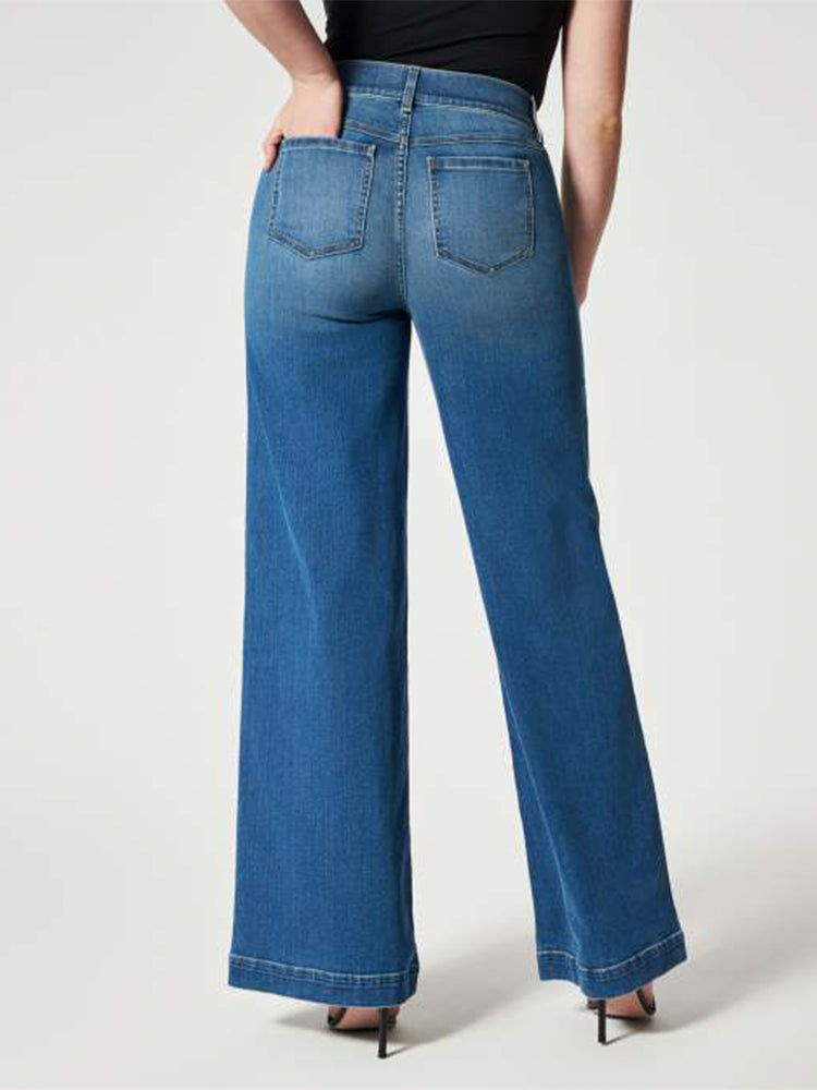 Yasmine® | Women's denim-style wide-leg jeans