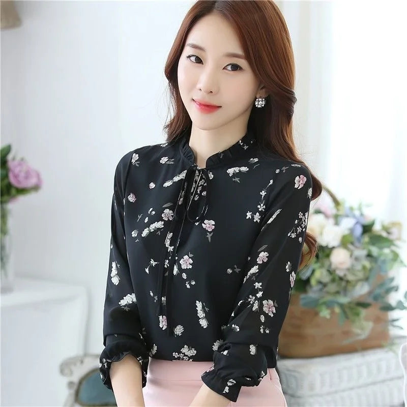 Lava® | Blouse With Floral Pattern And Bow Collar