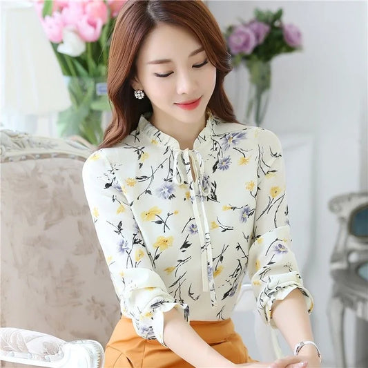 Lava® | Blouse With Floral Pattern And Bow Collar