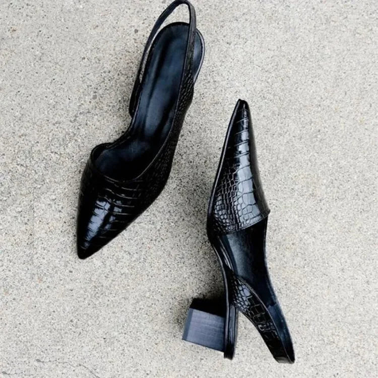 Esperanza® | Orthopedic Women'S Pumps With Block Heel And Crocodile Pattern
