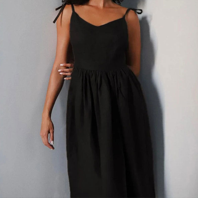 Maria | Women’s Midi Dress V Neck Open Back Slit