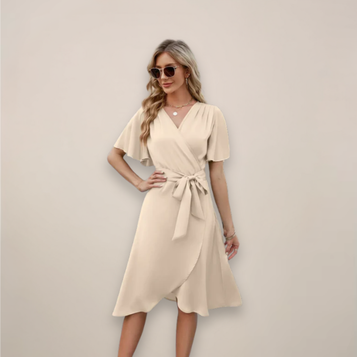 Jasmine | Women’s Midi Wrap Dress With Front Tie