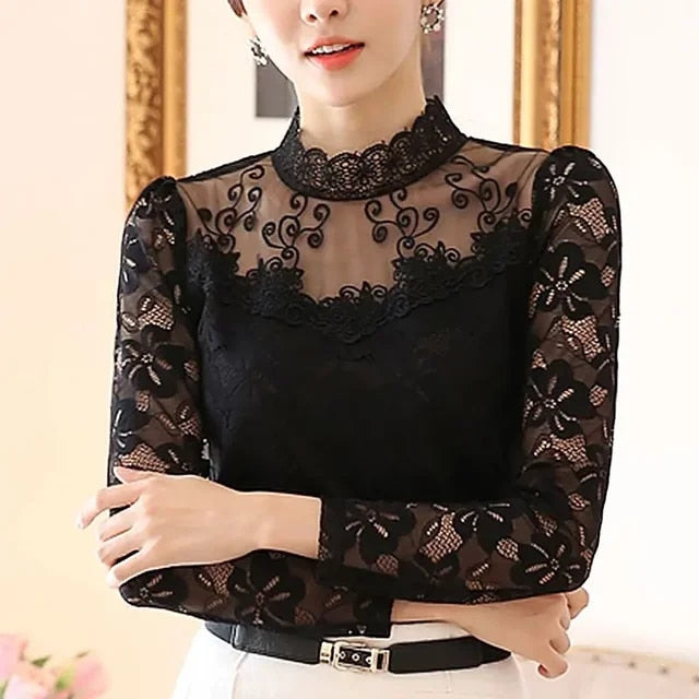 Kaila® | Lace Blouse With Pearl Collar
