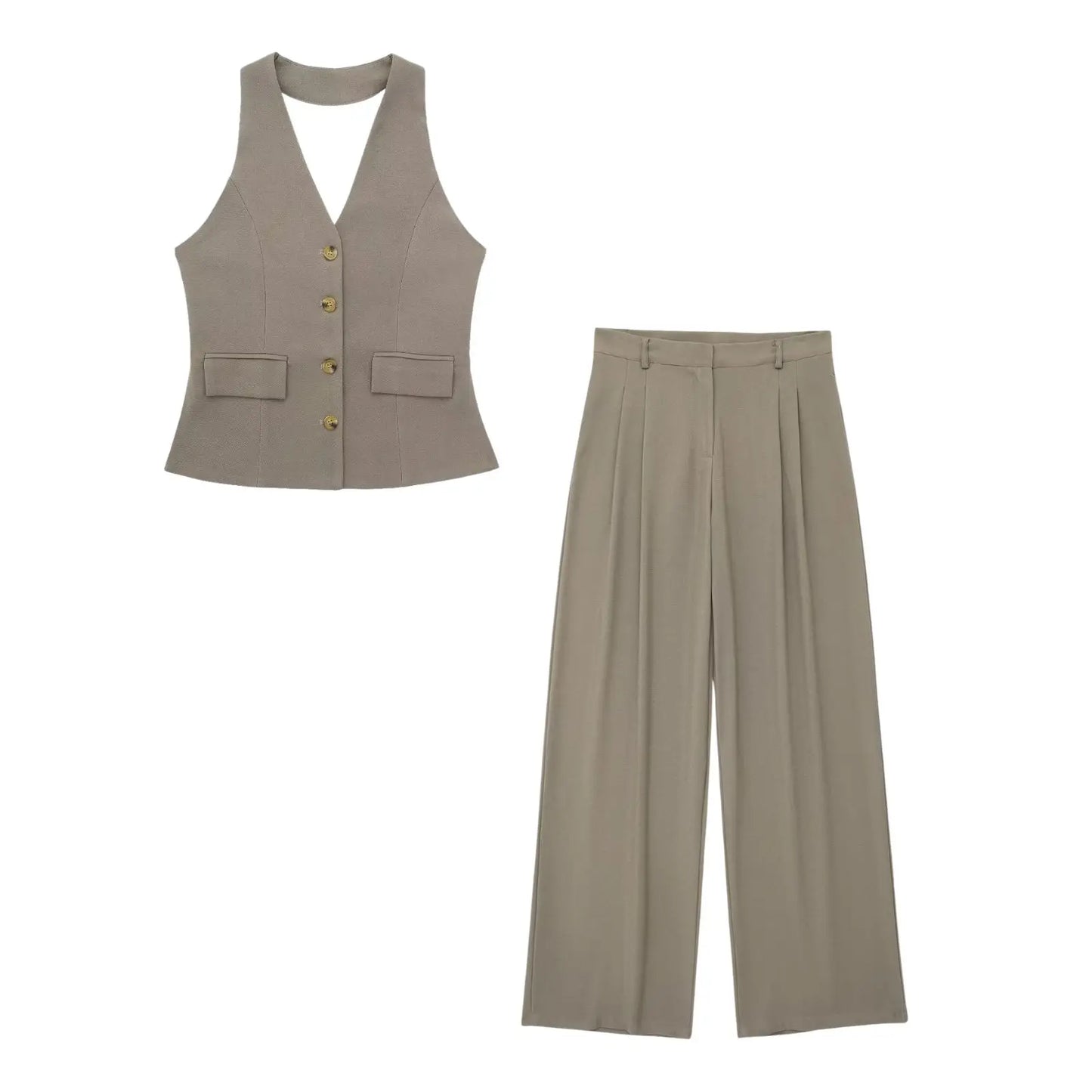 Kenia® | Elegant ladies halter neck set backless slim-fit trousers