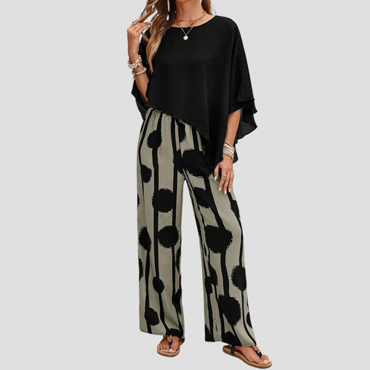 Dominica® | Asymmetric women's set with printed pants