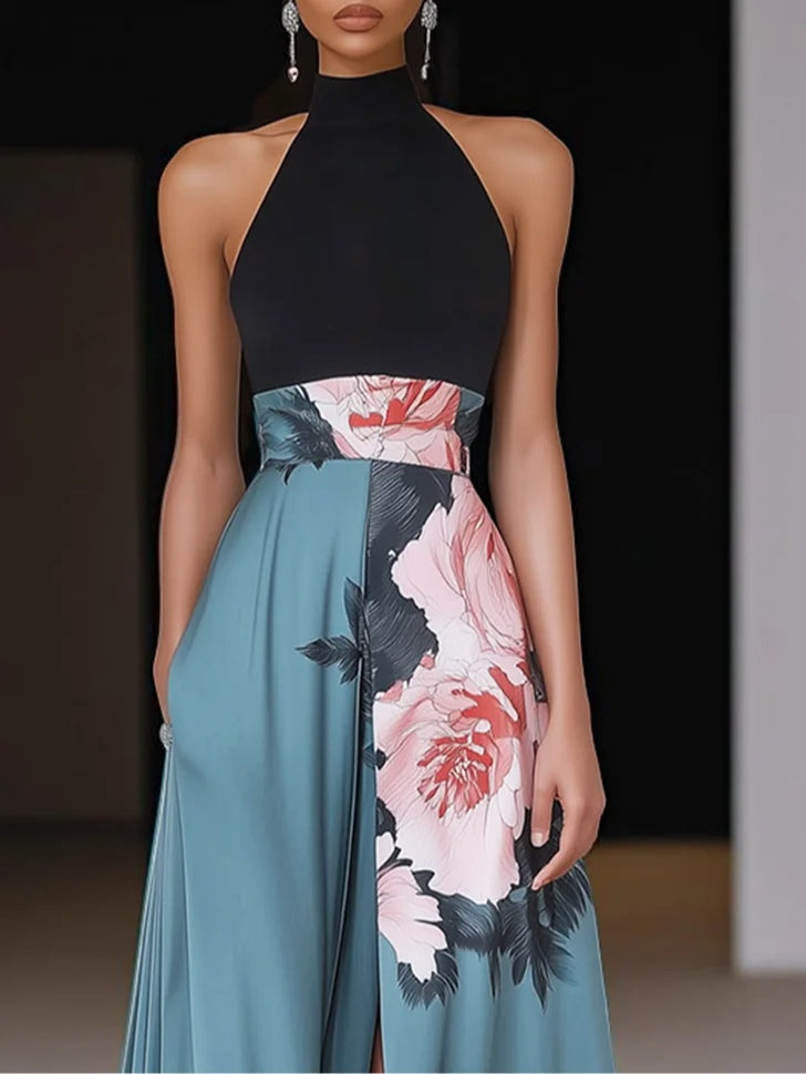 Quinn | Women Floral Crew Neck Sleeveless Maxi Dress
