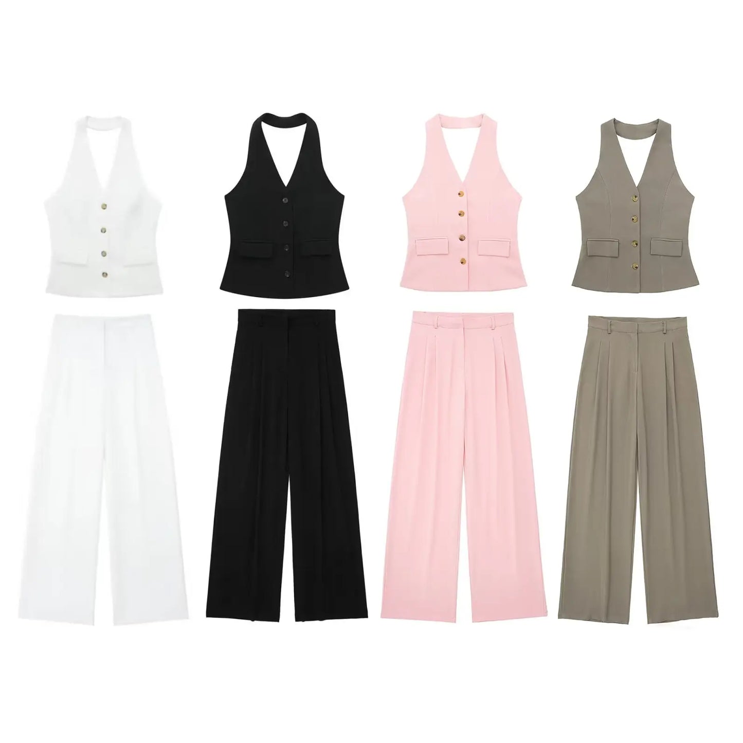 Kenia® | Elegant ladies halter neck set backless slim-fit trousers