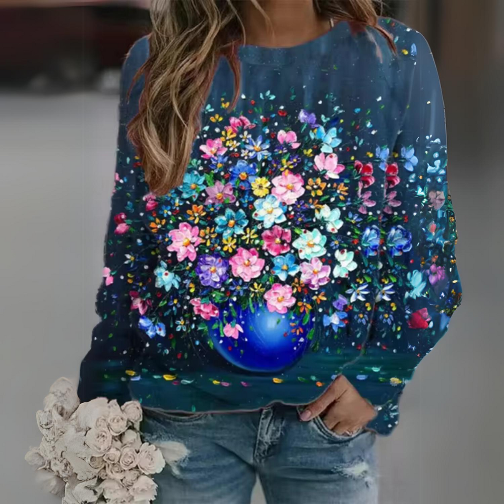 Bianca | Casual, floral long-sleeved shirt