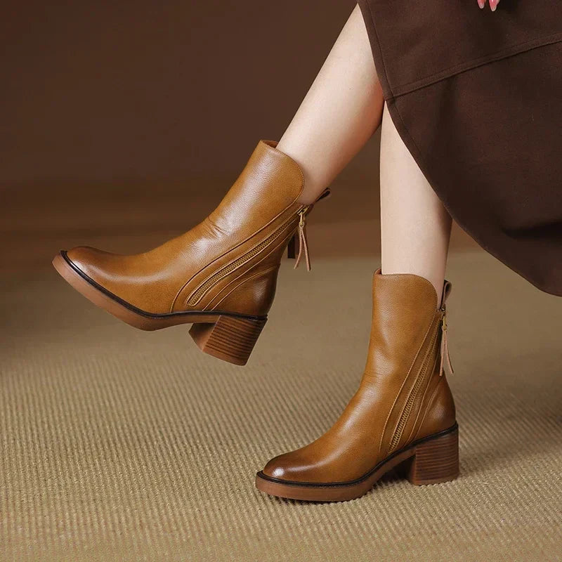Rachel | Women's Zip-Up Block Heel Boots