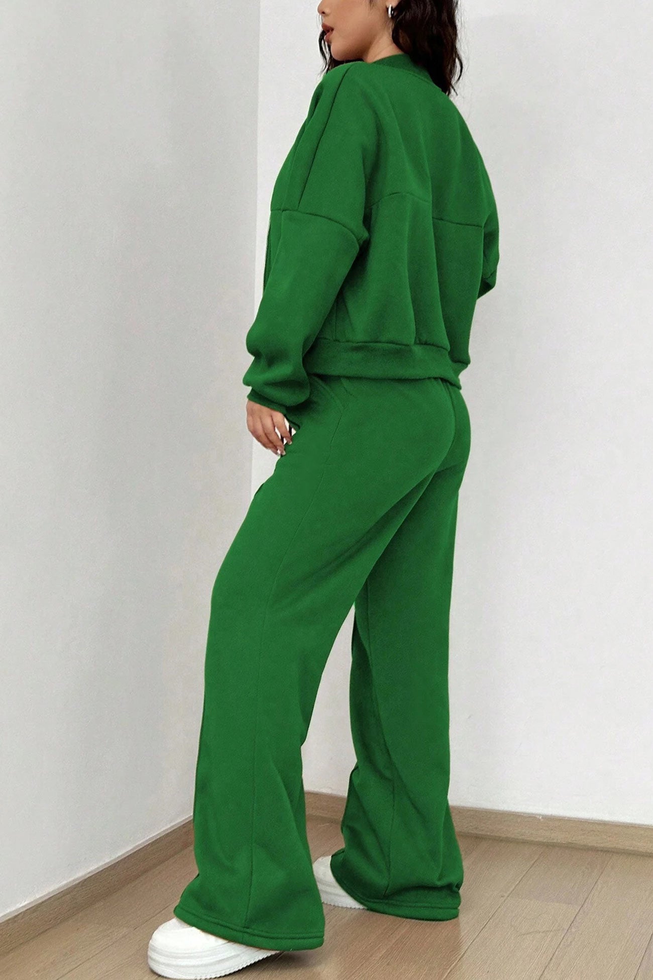 Giovanna | Collarless zipper cardigan pants set