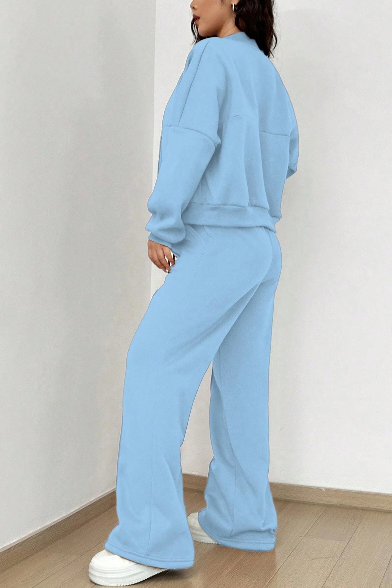 Giovanna | Collarless zipper cardigan pants set