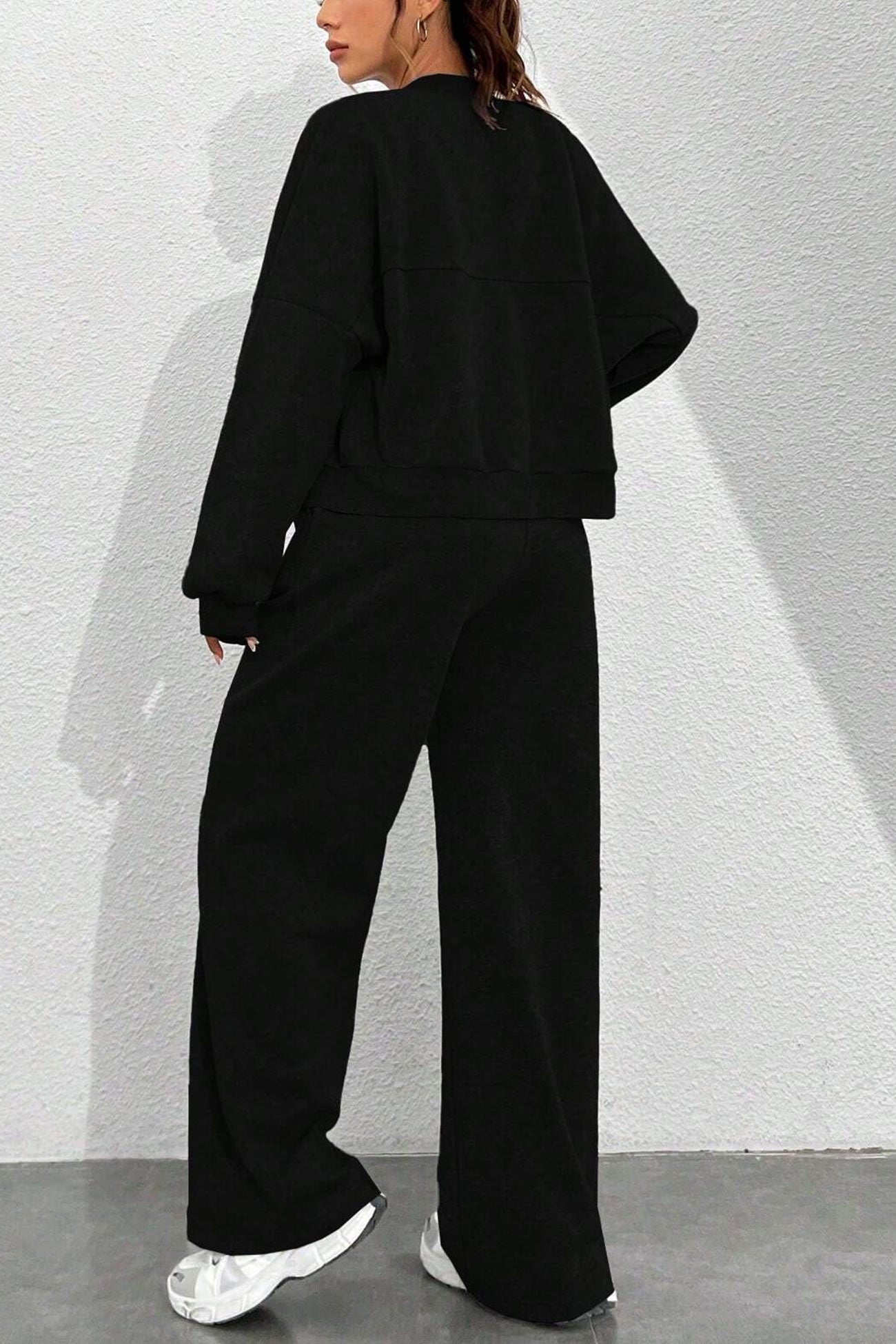 Giovanna | Collarless zipper cardigan pants set
