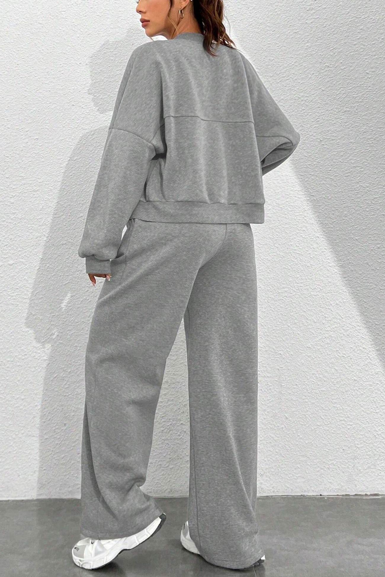 Giovanna | Collarless zipper cardigan pants set