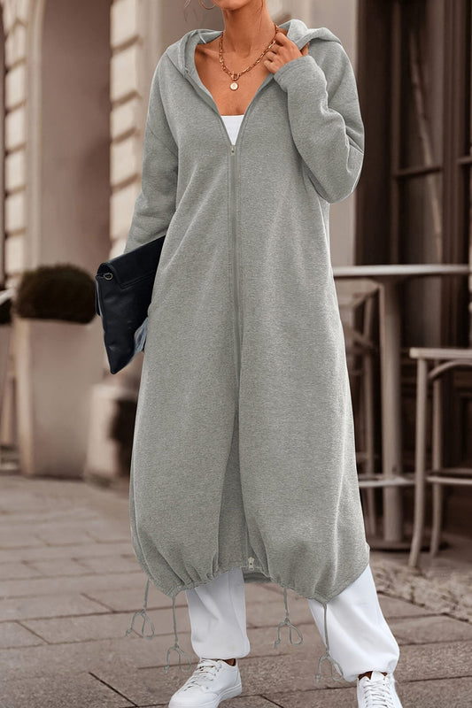 Gabriela | Long hoodie with zip fastening and drawstring hem