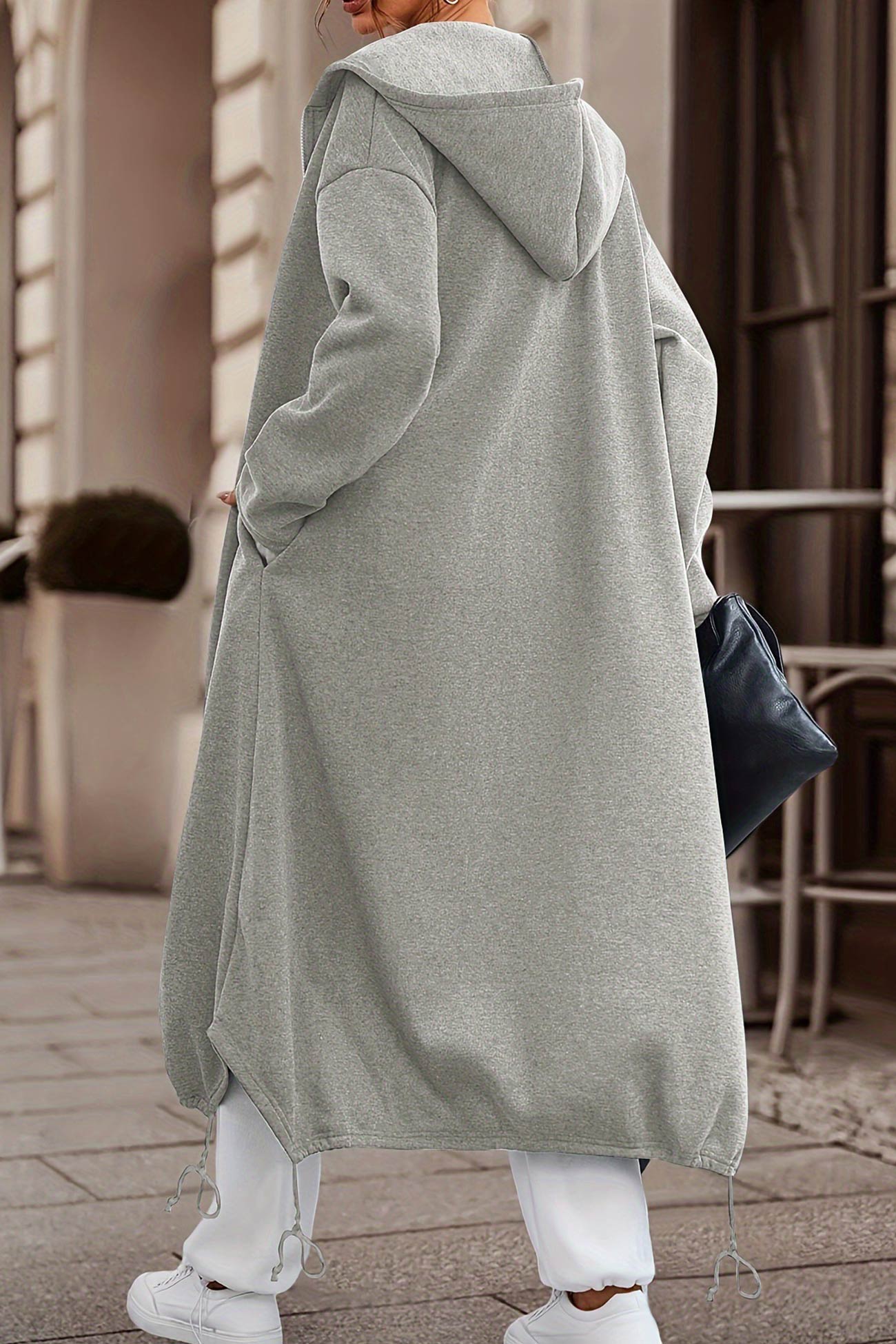 Gabriela | Long hoodie with zip fastening and drawstring hem