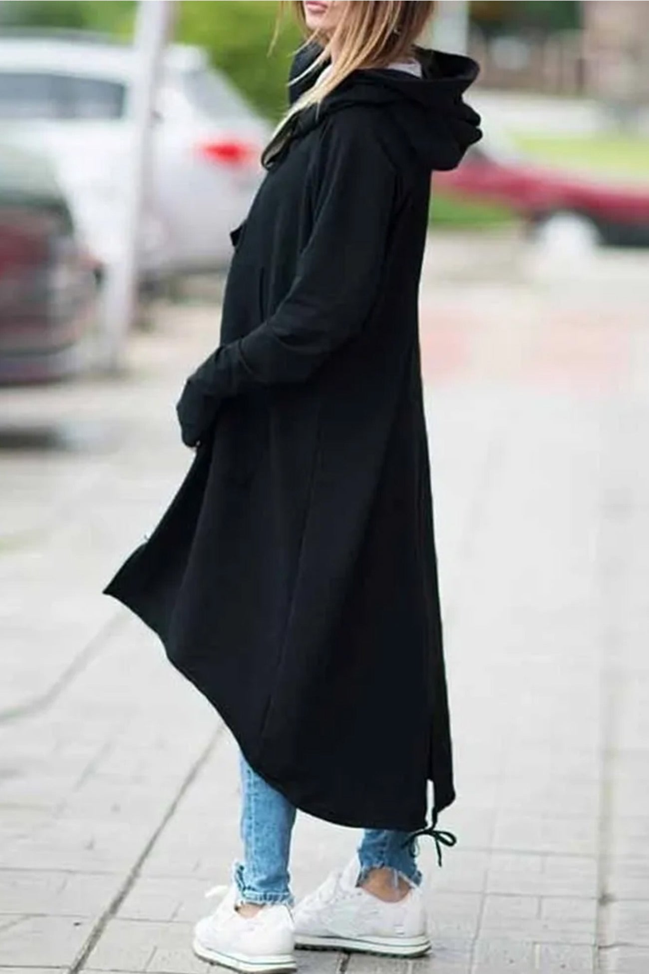 Violeta | Long hoodie with zip fastening and drawstring hem