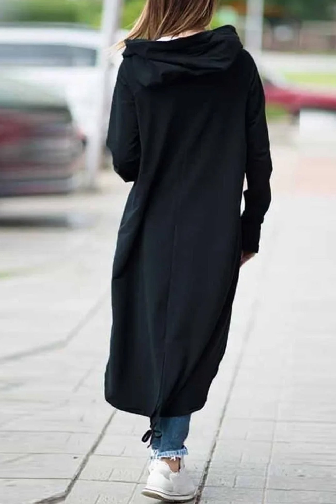 Violeta | Long hoodie with zip fastening and drawstring hem