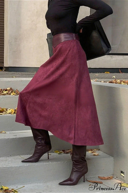 A-Line Maxi Suede Skirt