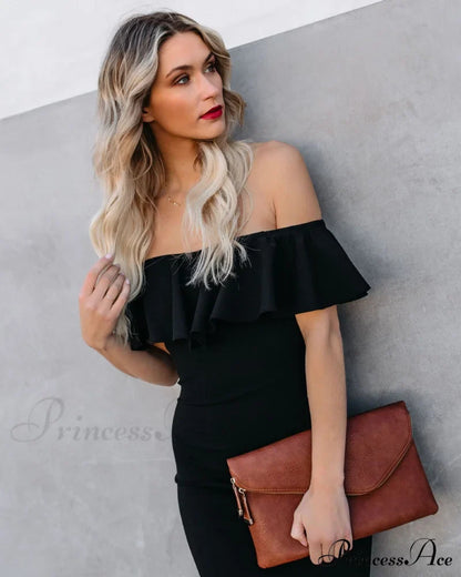 A Stylish Affair Charming Ruffled Midi Dress