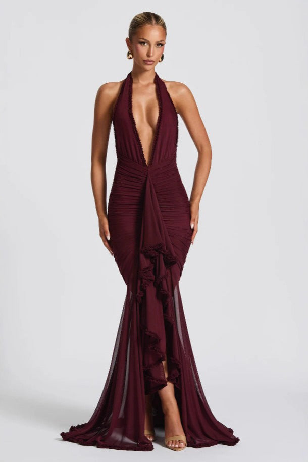 Sexy Deep V Halter Mermaid Party Dress