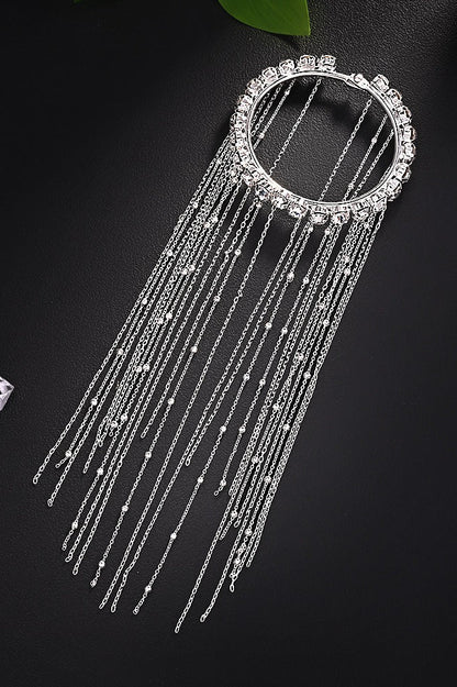 Full Rhinestone Copper Bead Tassel Bracelet