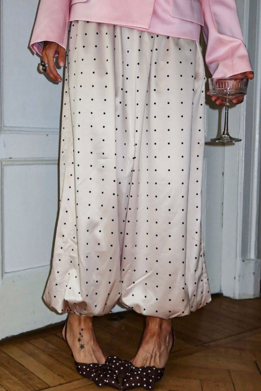 Polka Dot Satin Loose Pants