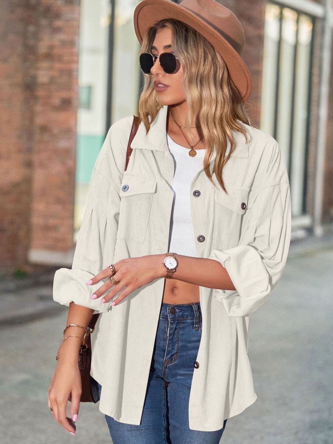 Eva | Long sleeve shirt with buttoned collar and collar