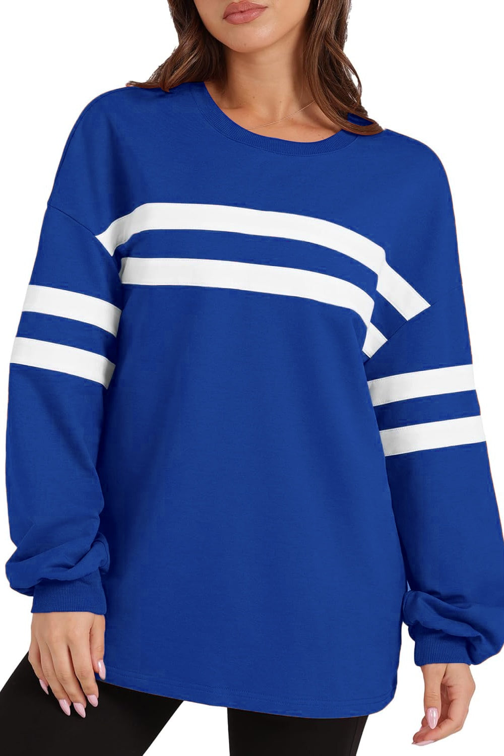 Sandra | Lovelet striped sweatshirt with a crew neck and dropped shoulders