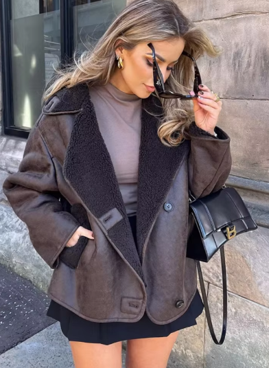 Francisca | Thick faux leather jacket