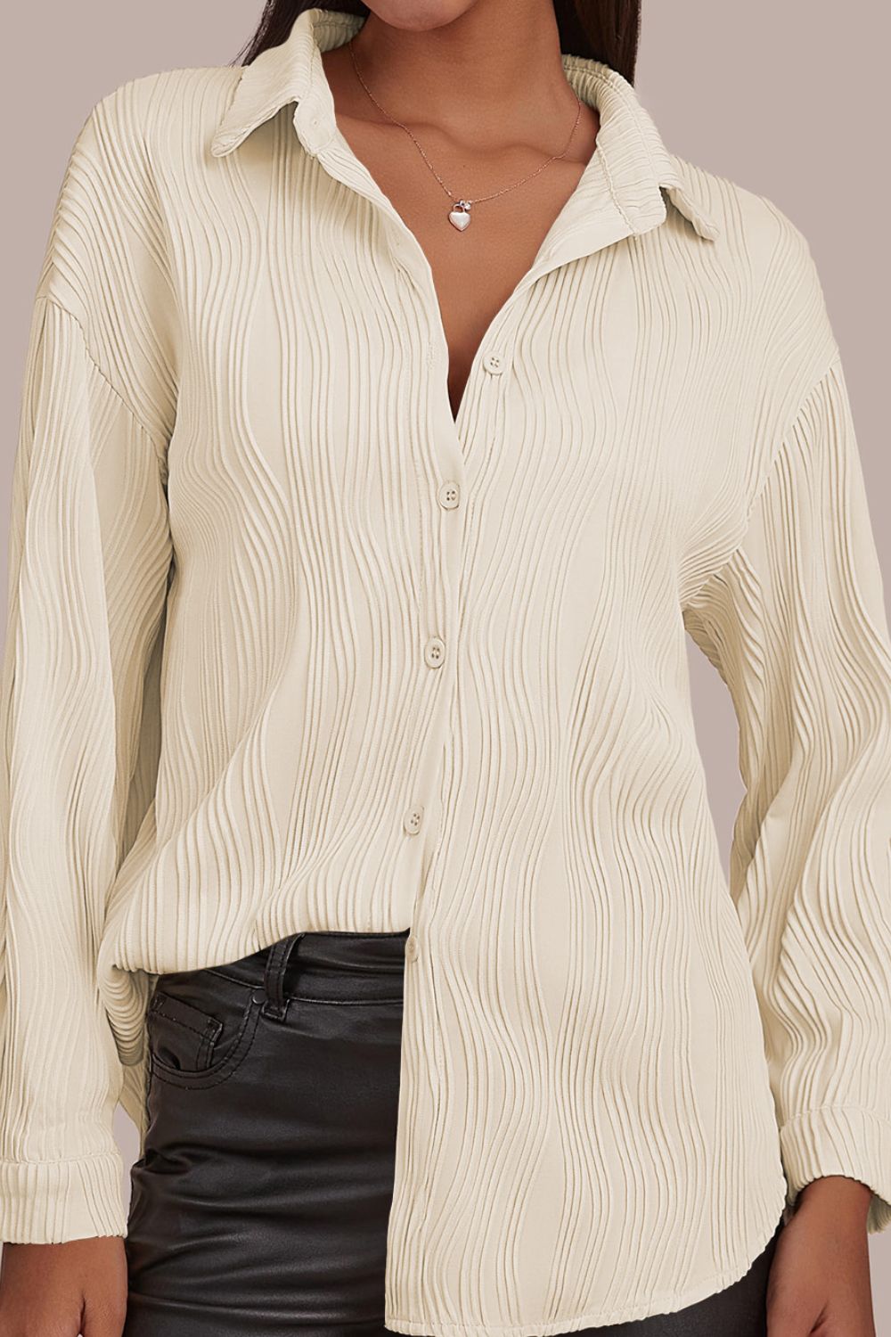 Xenia | Long sleeve button down shirt with a structured collar and collar