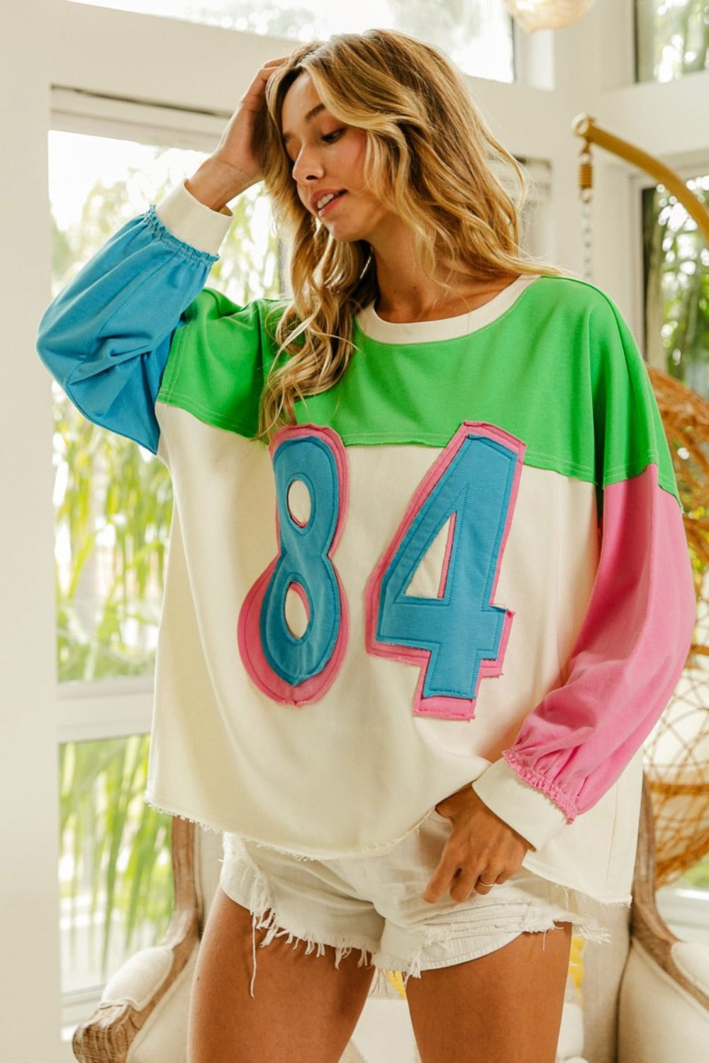 Alida | Long sleeve top with color block patches