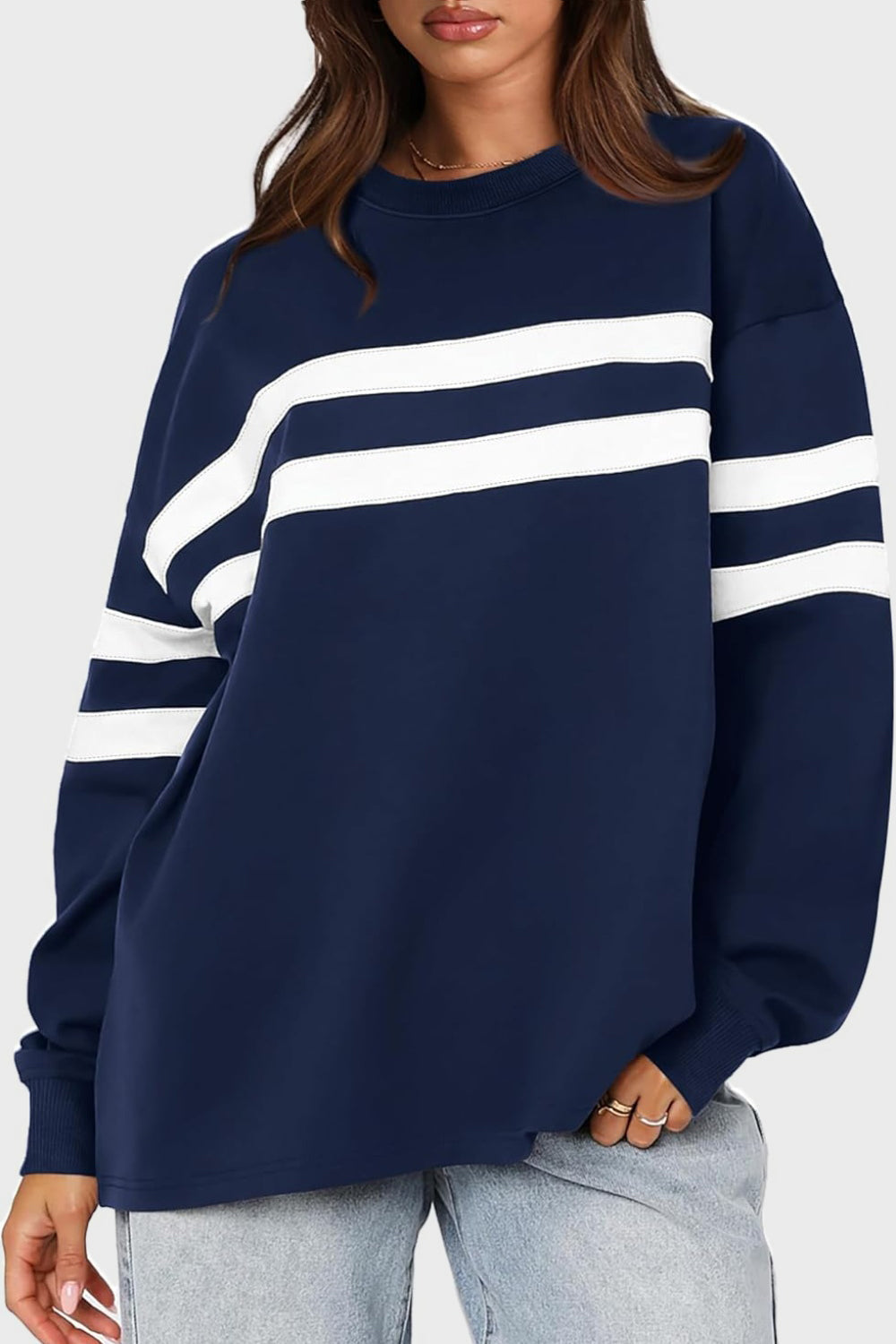 Sandra | Lovelet striped sweatshirt with a crew neck and dropped shoulders