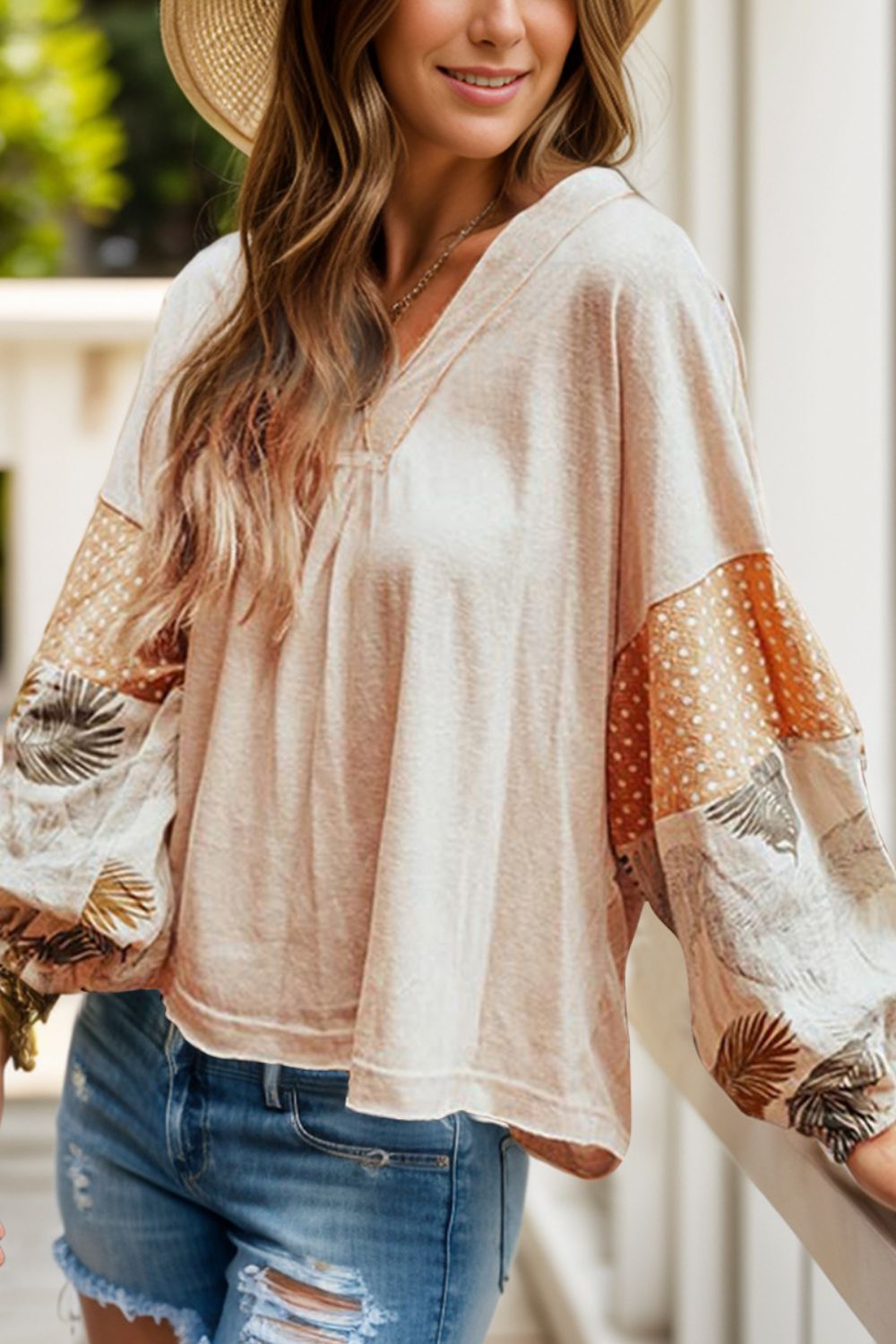 Barbara | Printed long-sleeved blouse with a V-neck