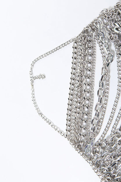 Stylish Metal Chain Halter Backless Cutout Cami Top