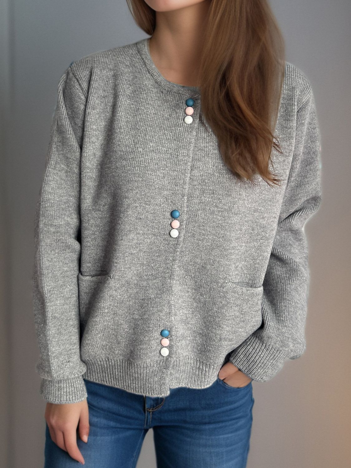 Eulalia | Long sleeve cardigan with buttons and pockets
