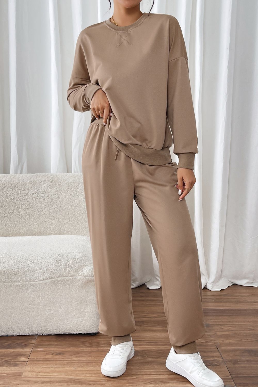 Jesica | Perfee long sleeve top and crew neck trousers set