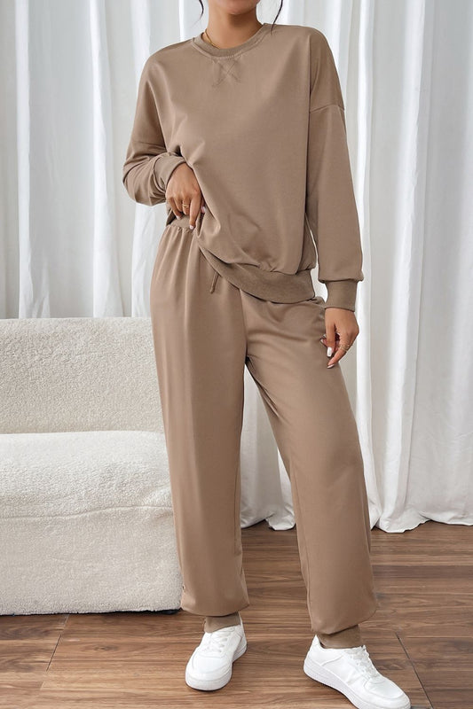 Jesica | Perfee long sleeve top and crew neck trousers set
